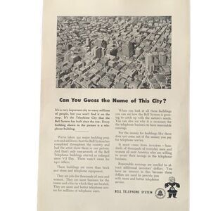 Vintage 1949 Bell Telephone System Name of This City Ad Advertisement